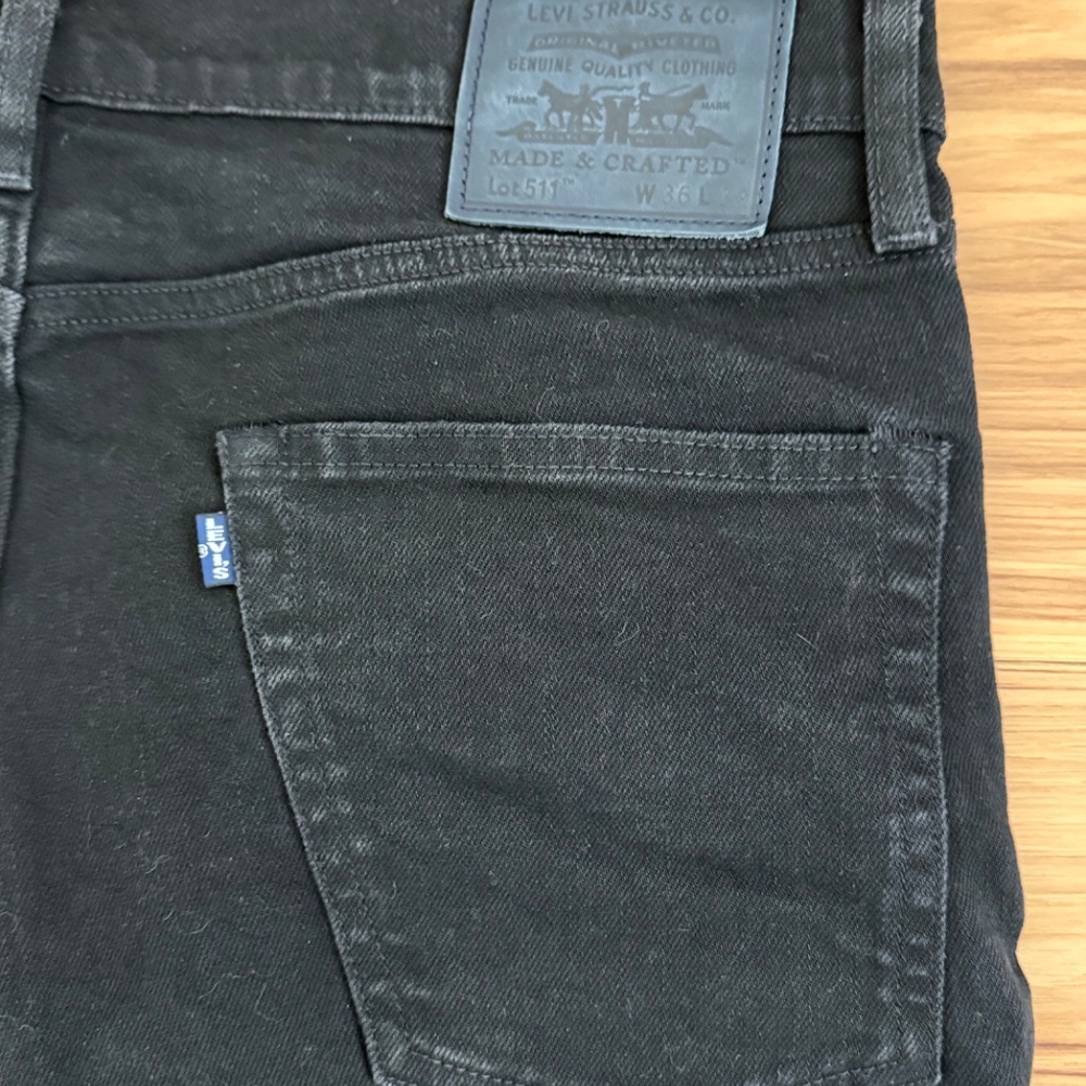 Levi’s Made & Crafted 511 Slim Jeans – Black – 36x30 – Stretch – Gently Used - Picture 6 of 6